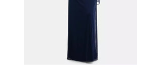XSCAPE Women's Embellished Illusion Gown Dark Blue Size 10 Petite