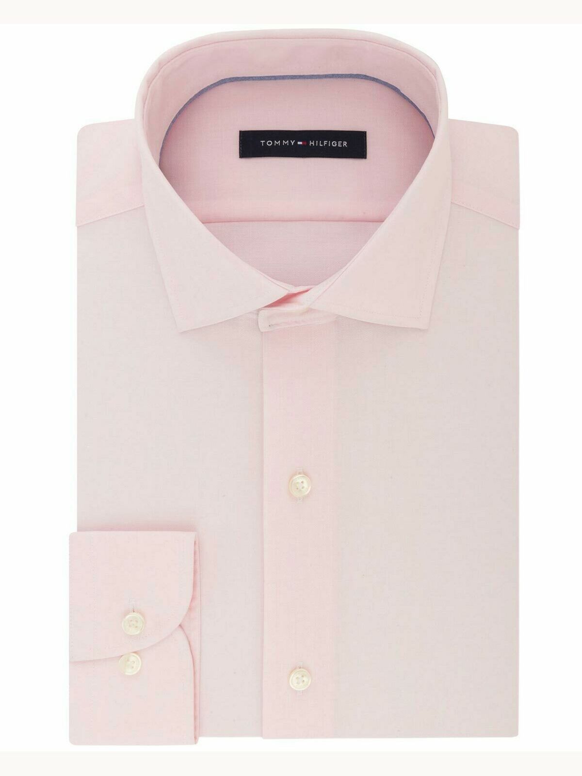 Camisa social masculina Tommy Hilfiger Athletic Fit Performance Stretch Th Flex Collar Rosa Tamanho 17,5-36-37