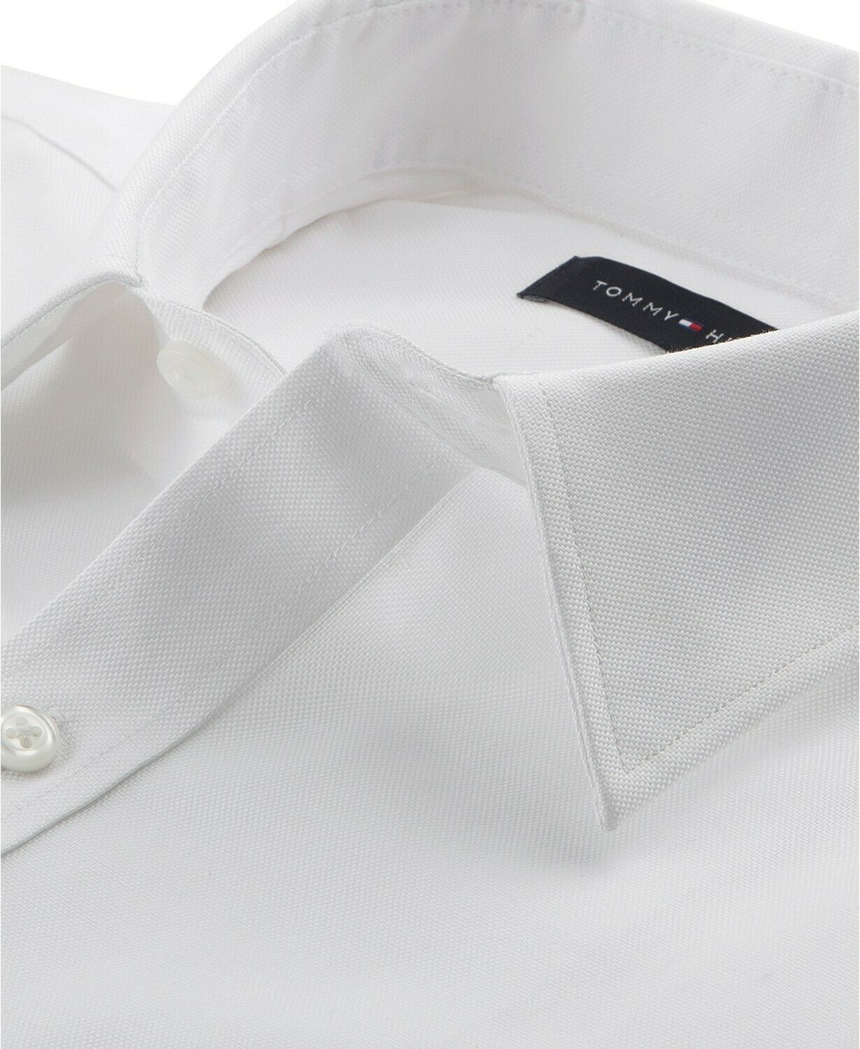 Camisa social masculina Tommy Hilfiger Athletic Fit Performance Stretch Th Flex Collar, branca, tamanho 15-32-33