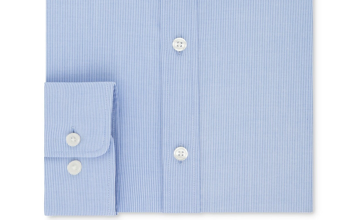 Camisa social Tommy Hilfiger masculina com ajuste atlético e desempenho elástico TH Flex Collar Fineline Stripe, azul, tamanho 32x33