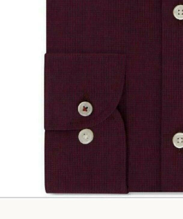 Camisa social masculina Tommy Hilfiger Slim-Fit, sem necessidade de passar, com estampa elástica e xadrez, vermelha, tamanho 17-36-37