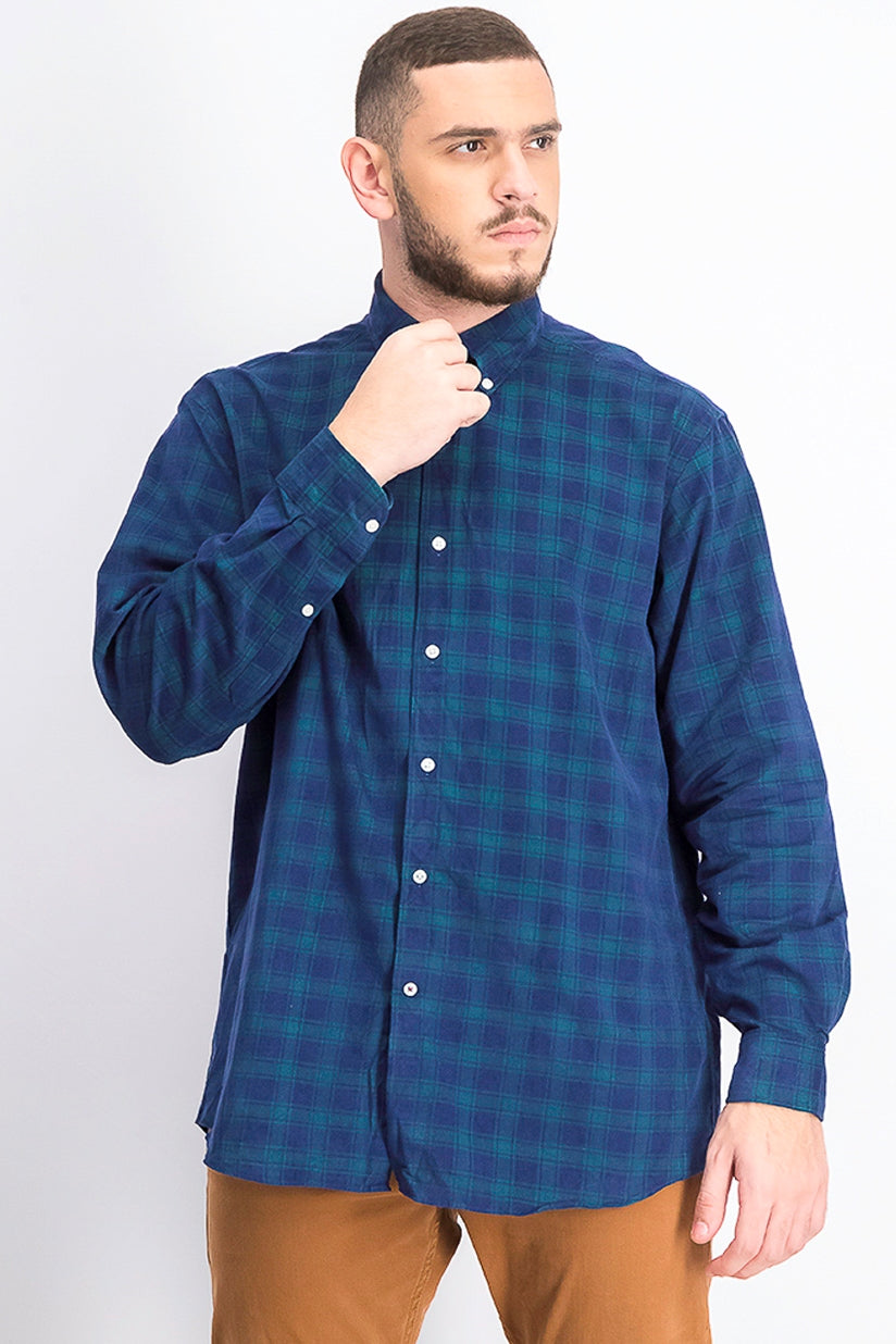 Camisa social xadrez masculina Tommy Hilfiger Classic-Fit verde-escuro tamanho 32-33