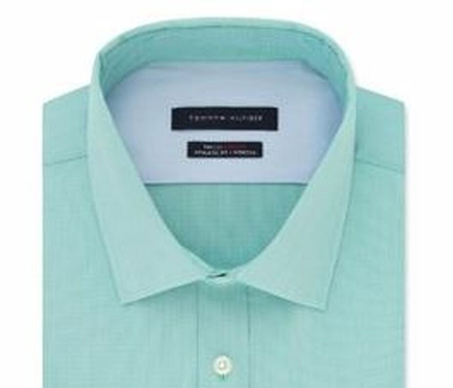 Camisa social masculina Tommy Hilfiger Athletic Fit Flex Collar, verde, tamanho 17,5 x 32-33
