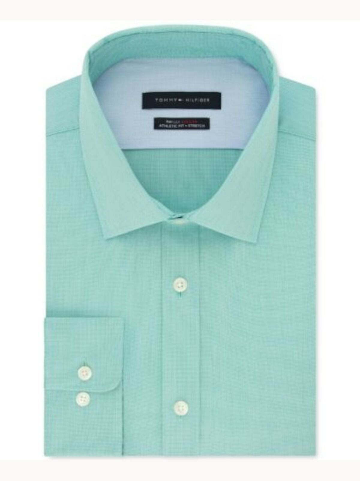 Camisa social masculina Tommy Hilfiger THFlex Performance Stretch Solid, verde, tamanho 16,5 x 34-35