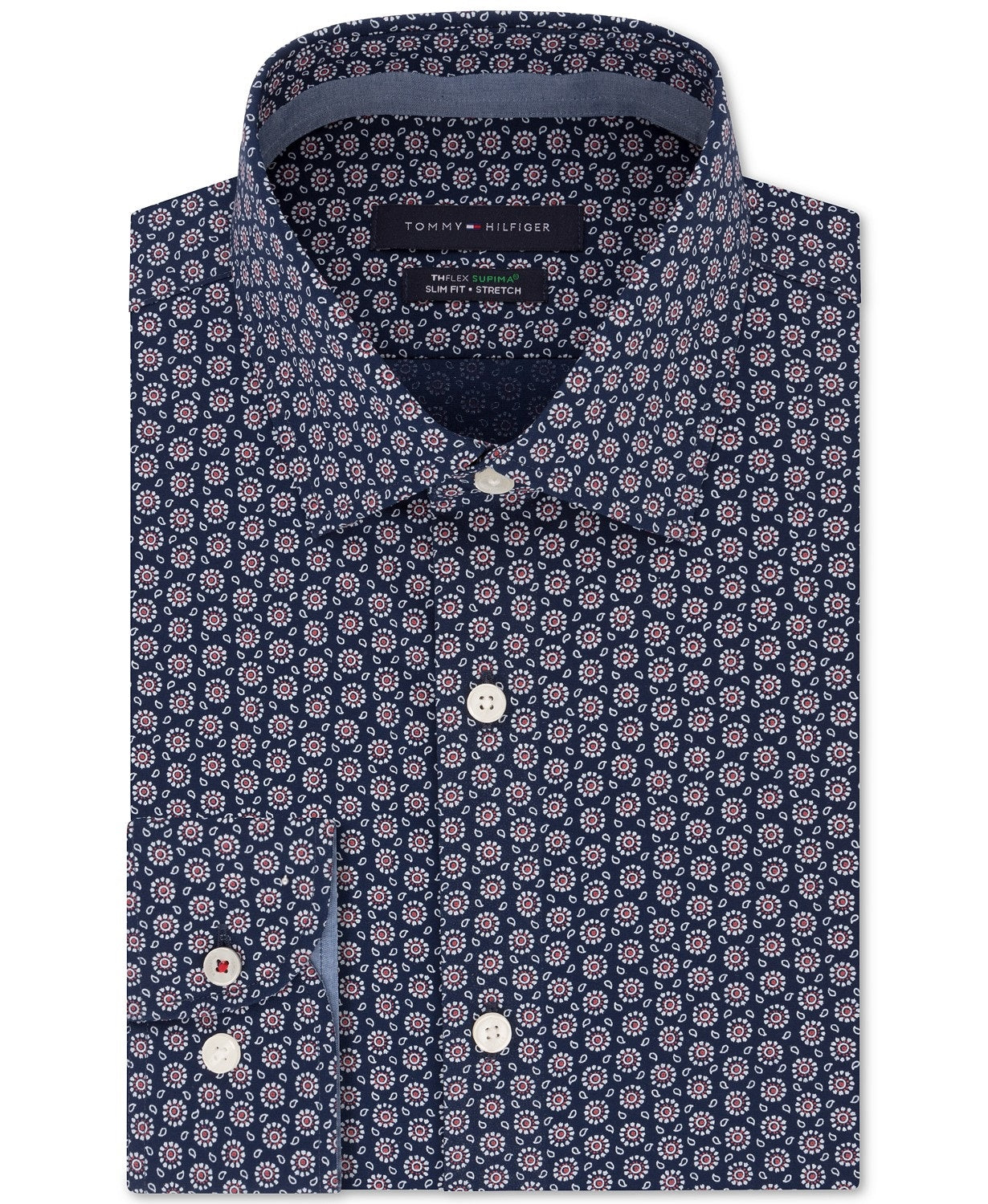 Camisa social masculina Tommy Hilfiger Performance com estampa elástica - Tamanho 17,5 x 36-37