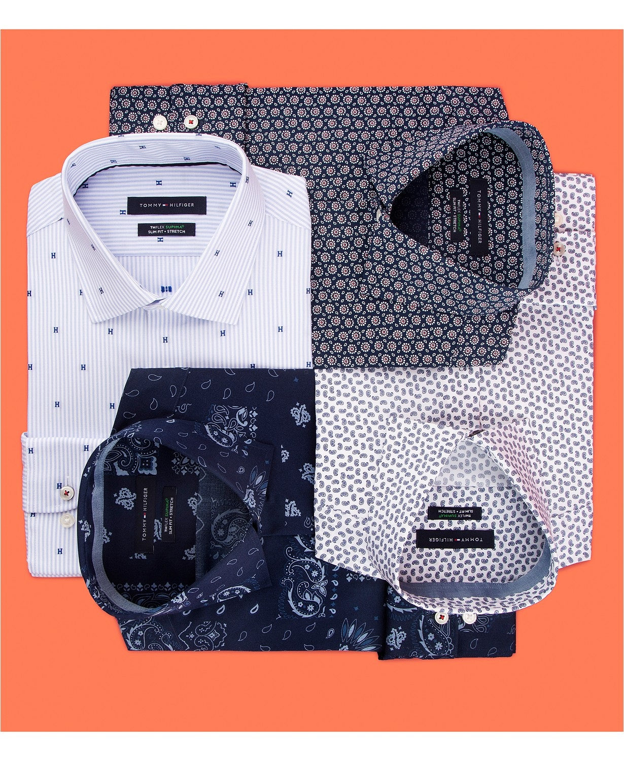 Camisa social masculina Tommy Hilfiger Performance com estampa elástica - Tamanho 17,5 x 36-37