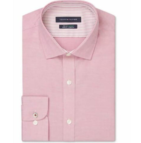 Camisa social masculina Tommy Hilfiger Big &amp; Tall Slim-Fit Performance Stretch Check, rosa, tamanho 19, 34-35