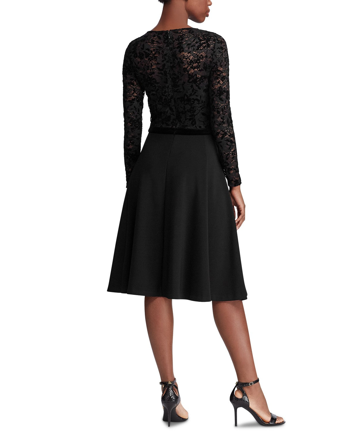 Vestido Ralph Lauren Feminino com Corpete de Renda Preto Tamanho 16
