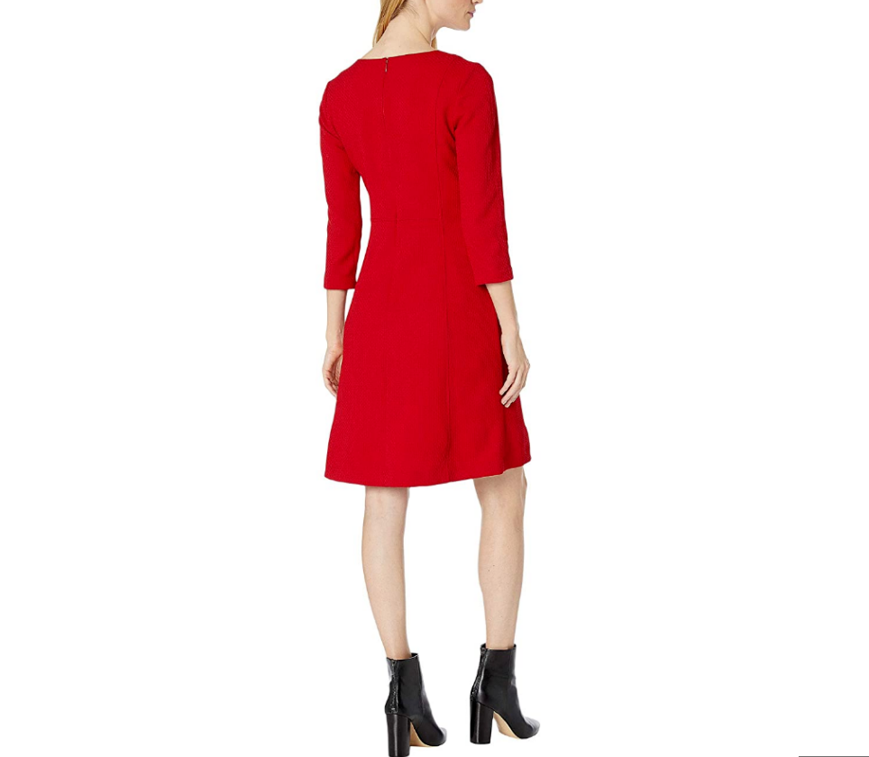 Vestido Dobby Fit-and-Flare Feminino Ralph Lauren Vermelho Tamanho 4