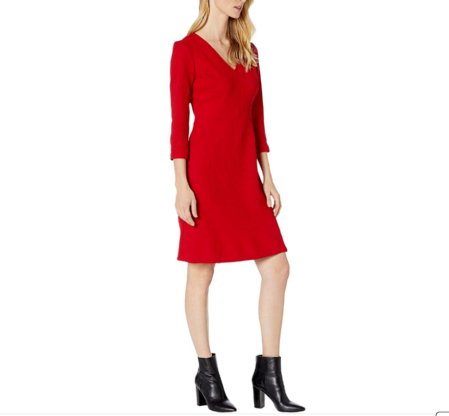 Vestido Dobby Fit-and-Flare Feminino Ralph Lauren Vermelho Tamanho 4
