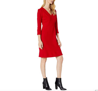 Vestido Dobby Fit-and-Flare Feminino Ralph Lauren Vermelho Tamanho 4