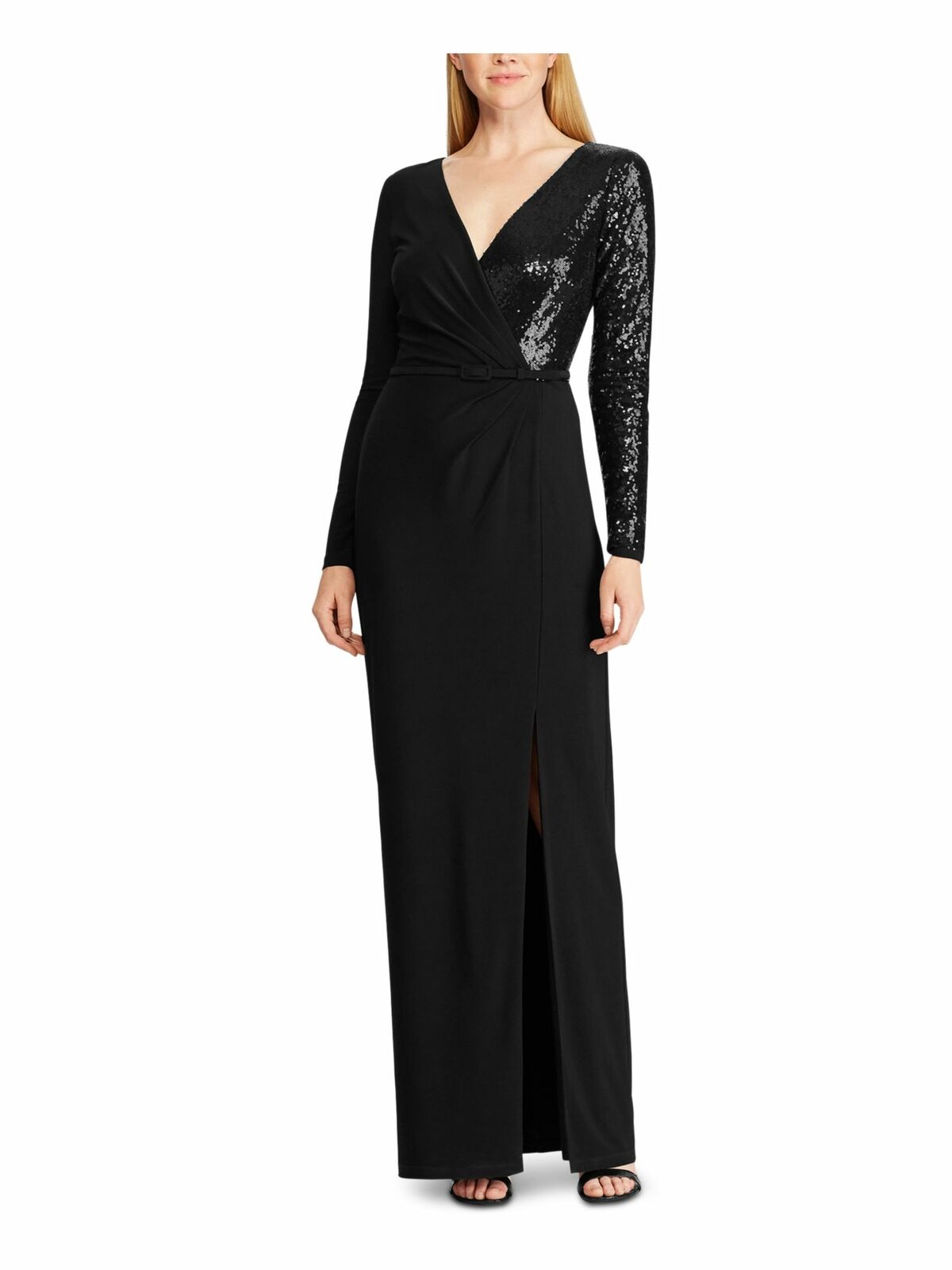 Vestido Ralph Lauren Feminino Manga Longa com Lantejoulas Preto Tamanho 4