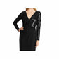 Vestido Ralph Lauren Feminino Manga Longa com Lantejoulas Preto Tamanho 4