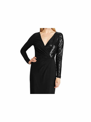 Vestido Ralph Lauren Feminino Manga Longa com Lantejoulas Preto Tamanho 4