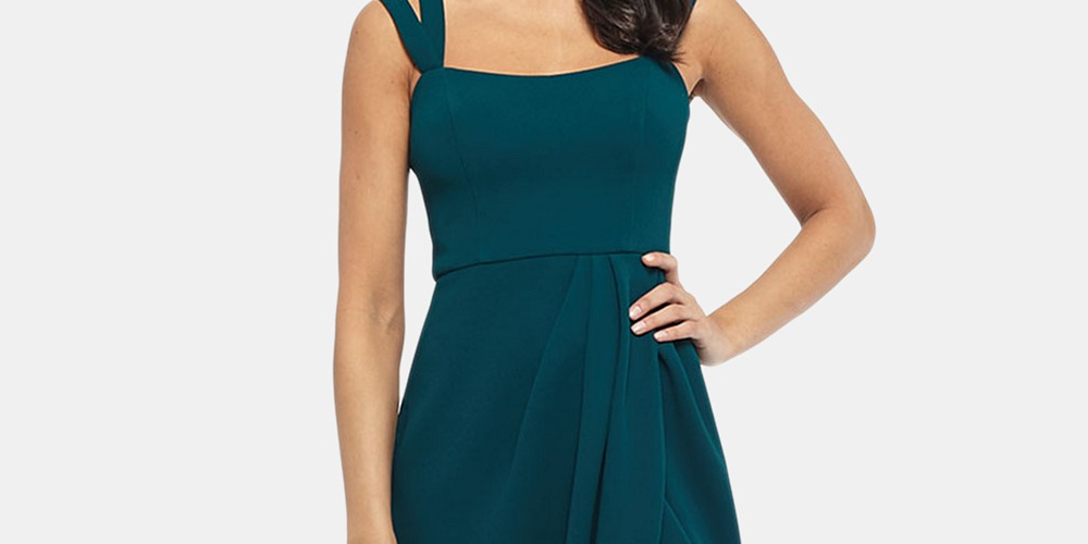 Vestido feminino Xscape Petite com alça dupla, verde, tamanho 8P