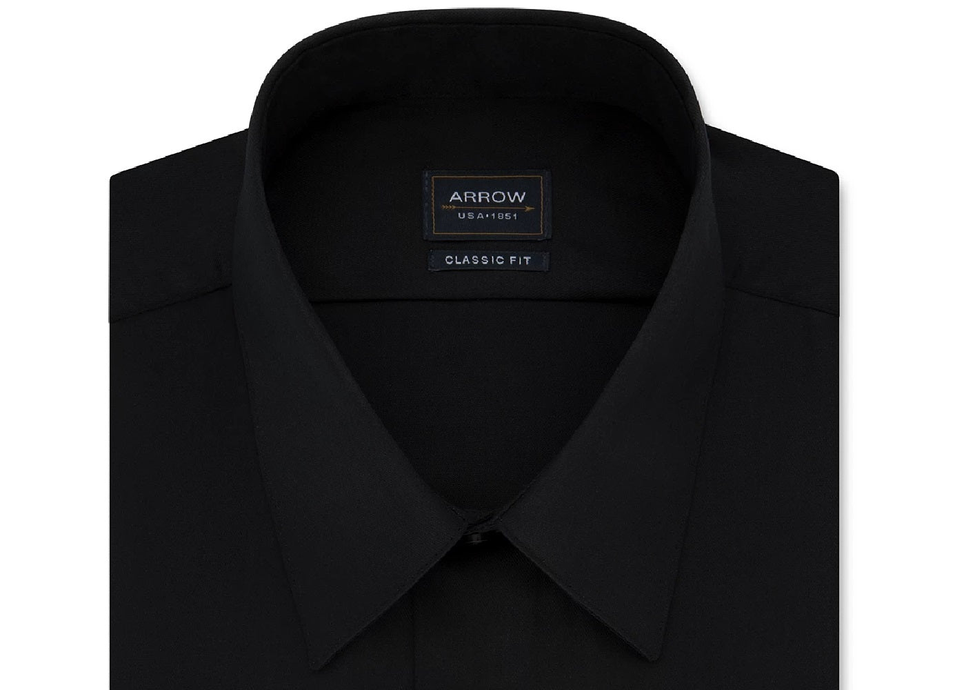 Camisa social masculina Arrow Classic-Fit, preta, tamanho 15-15,5x32-33