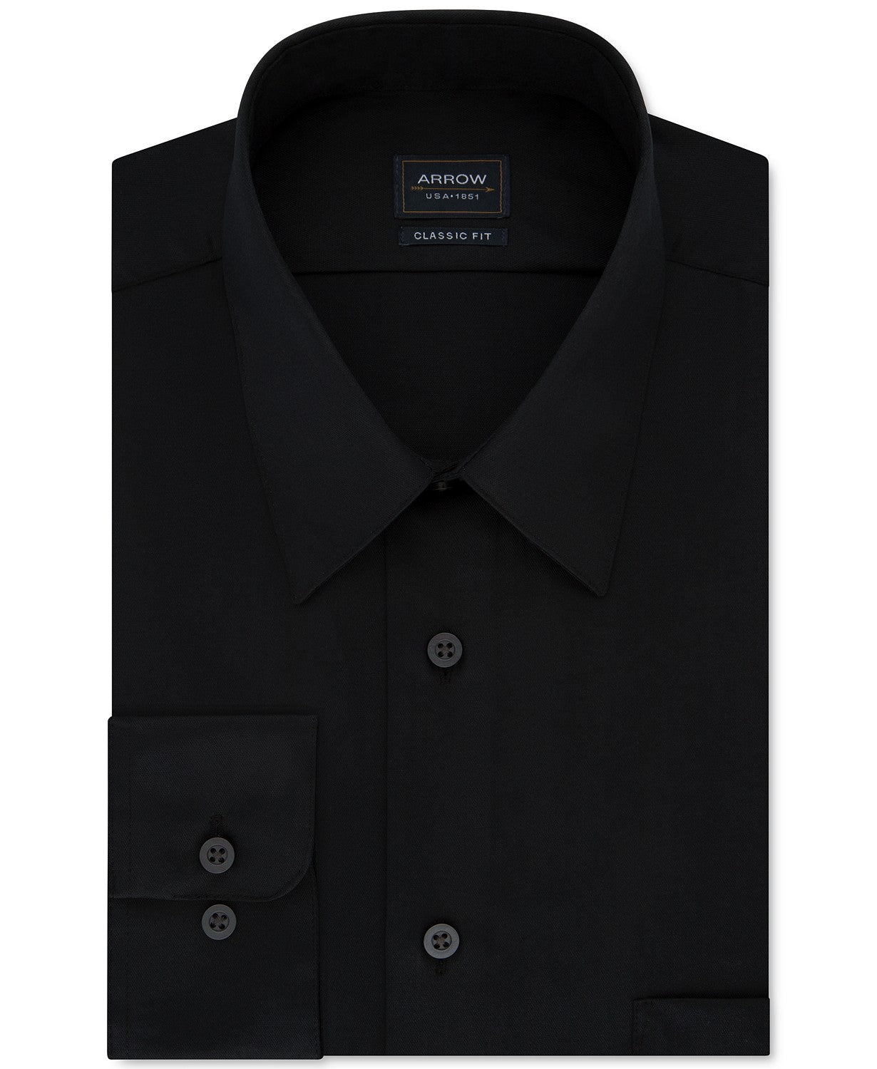 Camisa social masculina Arrow Classic-Fit, preta, tamanho 15-32-33