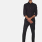 Camisa social masculina Arrow com gola aberta e ajuste ajustado, preta, tamanho 15,5 x 32-33