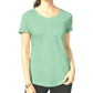 Camiseta feminina pequena com decote em V e bolso, tamanho médio, estilo menta doce