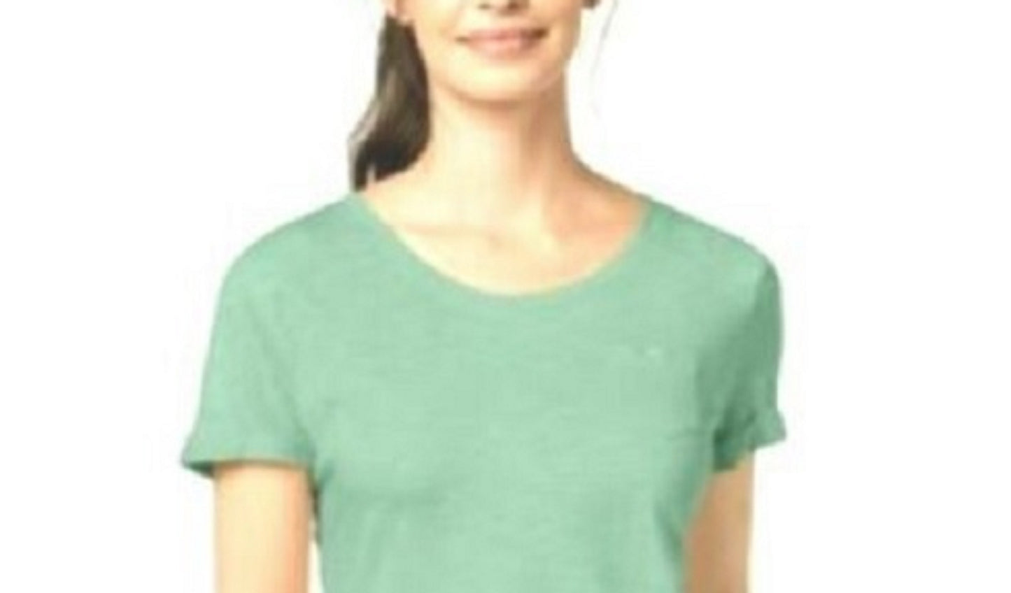 Camiseta feminina pequena com decote em V e bolso, tamanho médio, estilo menta doce