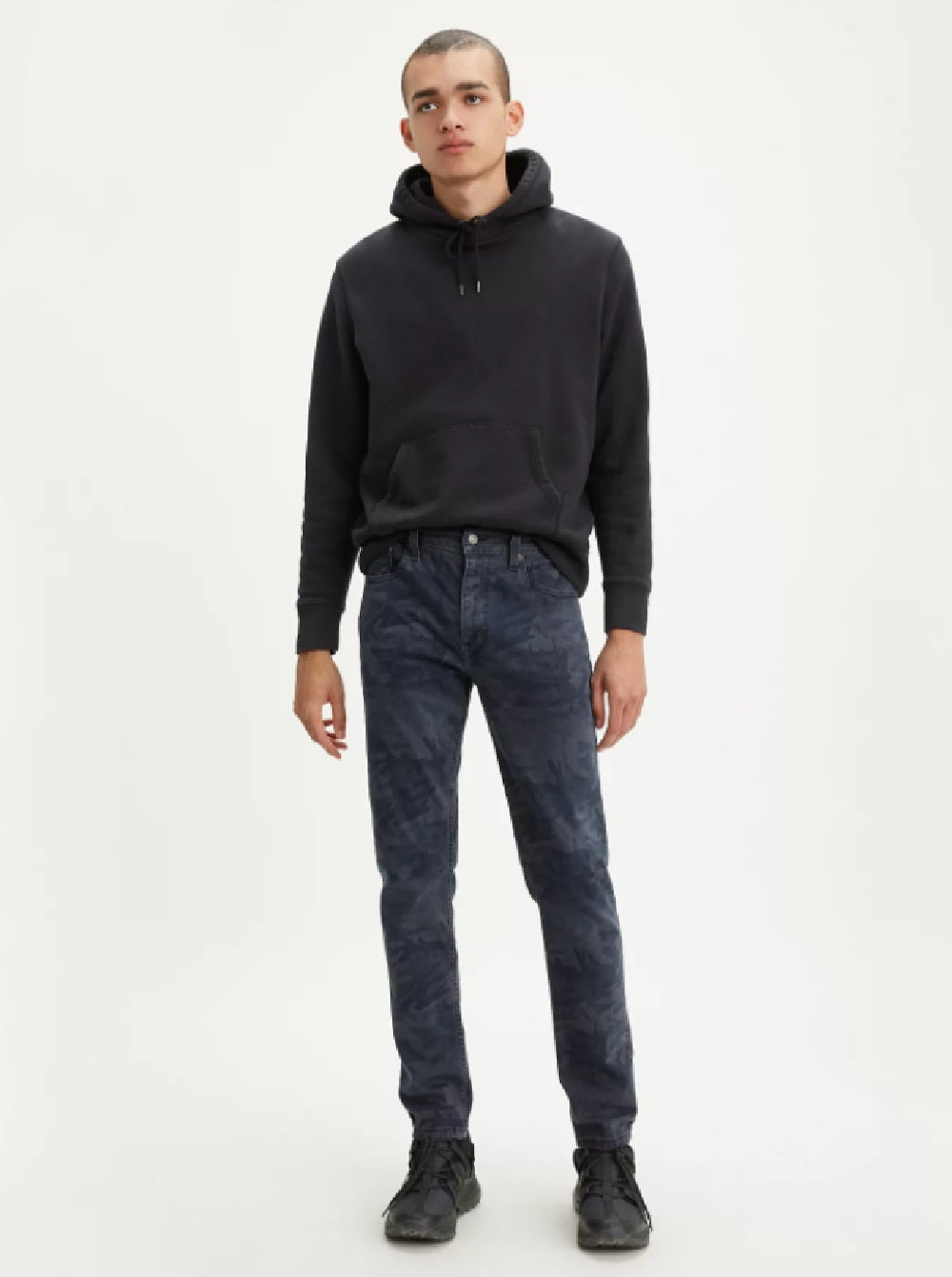 Calça jeans camuflada Levi's 512 Slim Taper masculina, azul, tamanho 36x32