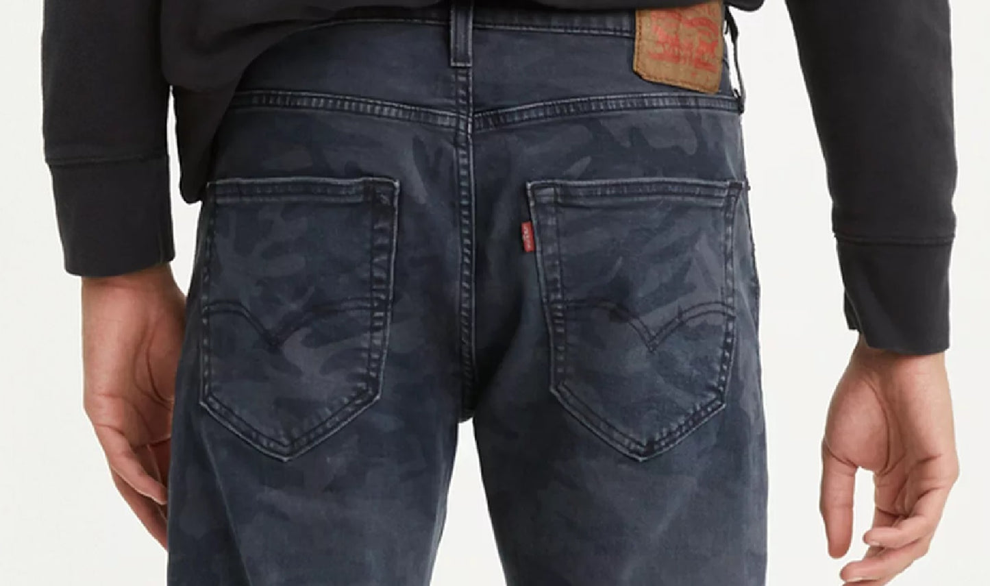 Calça jeans camuflada Levi's 512 Slim Taper masculina, azul, tamanho 36x32