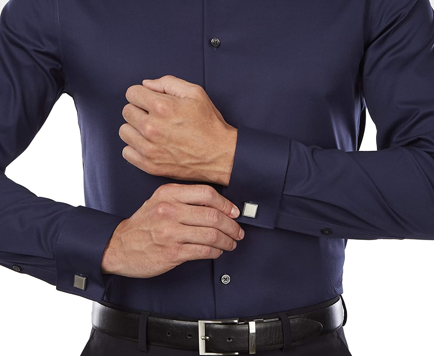 Camisa social masculina DKNY Slim Fit Stretch Solid Azul Tamanho 34X35