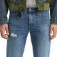 Calça Jeans Levi's Masculina 502 Tapered Fit Rasgada com Estampa Camuflada Reparadora Azul Tamanho 38X30