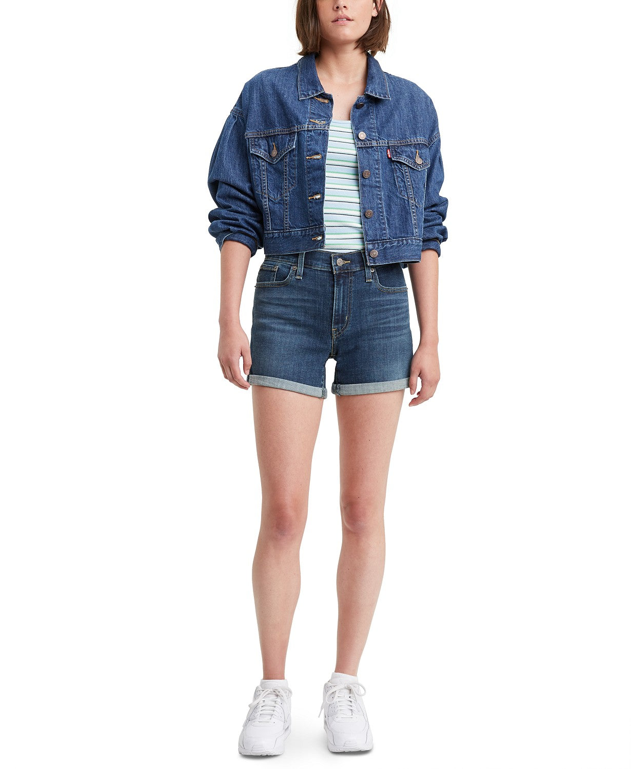 Shorts Levi's Femininos de Comprimento Médio Azul Tamanho 25