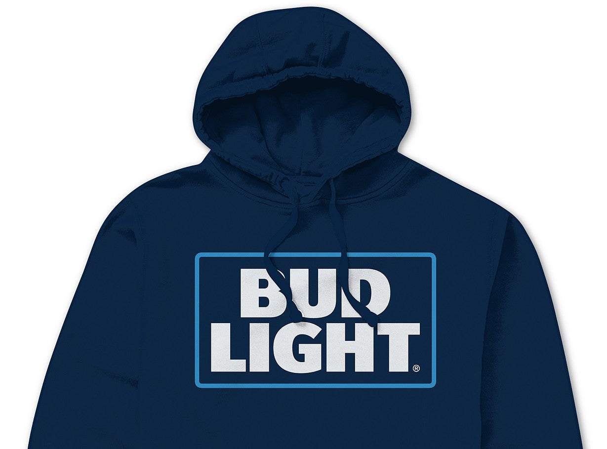 Moletom com capuz masculino com logotipo Bud Light, tamanho azul marinho, extra grande