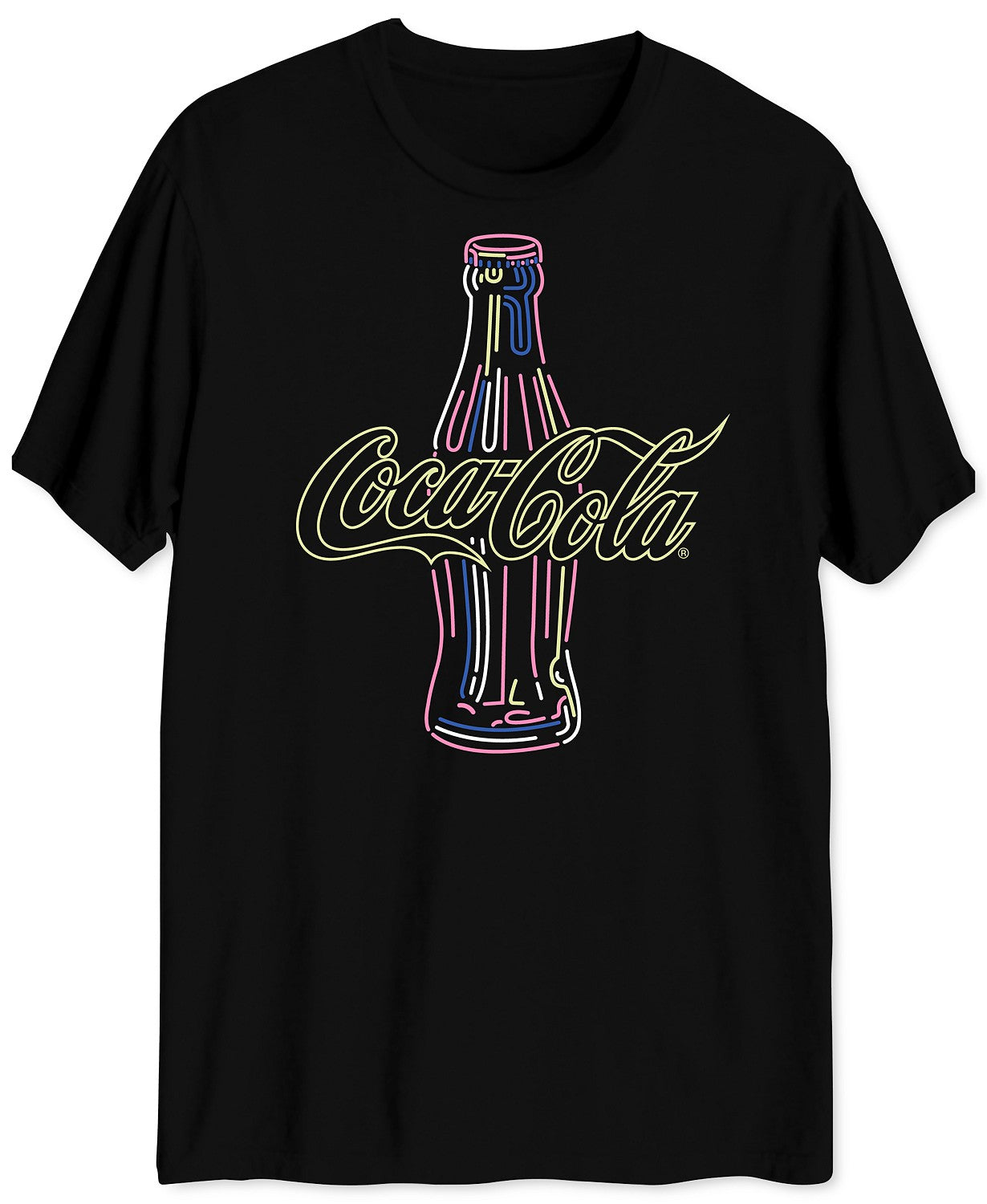 Camiseta gráfica masculina Neon Coca-Cola preta tamanho extra grande