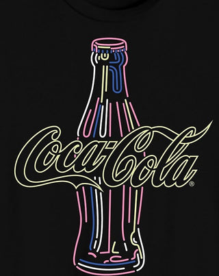Camiseta gráfica masculina Neon Coca-Cola preta tamanho extra grande