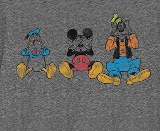 Camiseta gráfica de manga curta do grupo masculino híbrido Mickey cinza tamanho X-G