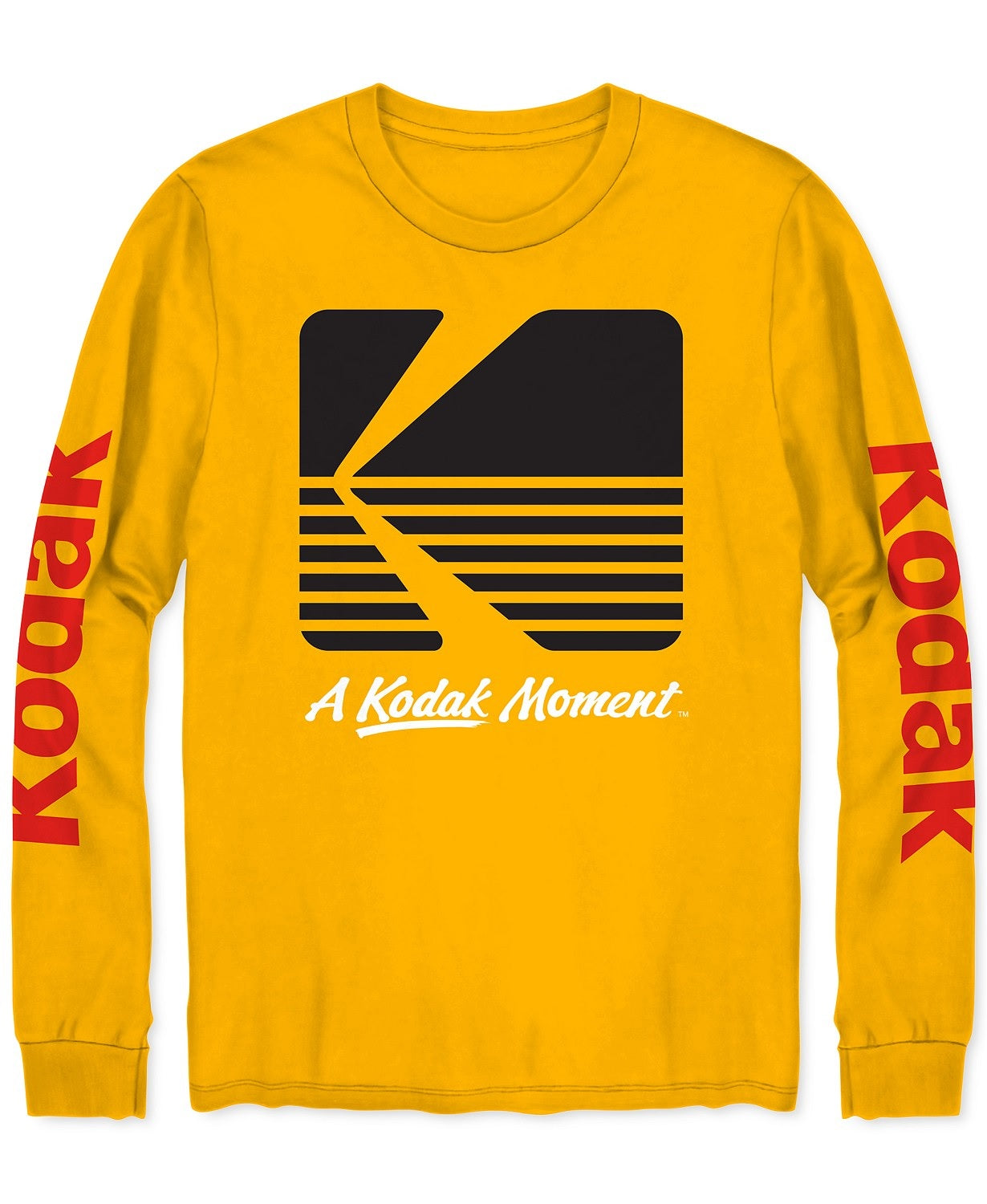 Camiseta masculina Kodak com estampa de manga comprida, amarela, tamanho médio