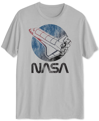 Camiseta masculina híbrida com estampa retrô da NASA, tamanho X-G, prateada