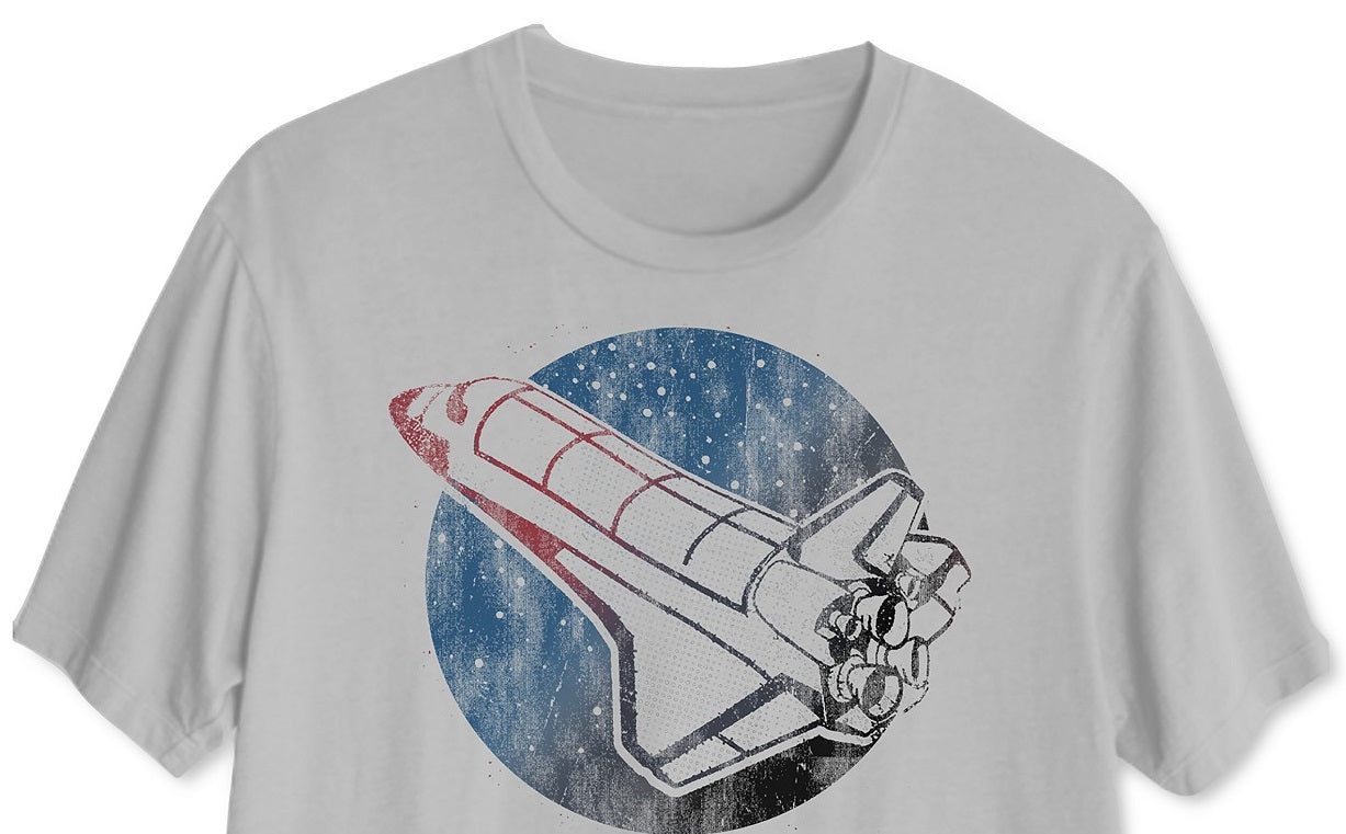 Camiseta masculina híbrida com estampa retrô da NASA, tamanho X-G, prateada