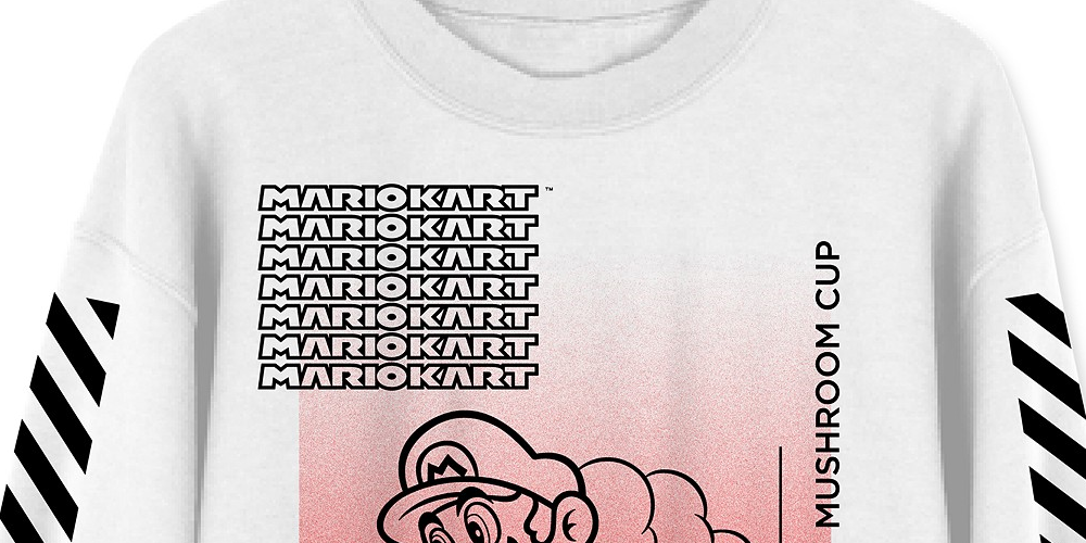 Moletom com estampa de cogumelo Mario Champ masculino híbrido, branco, tamanho grande