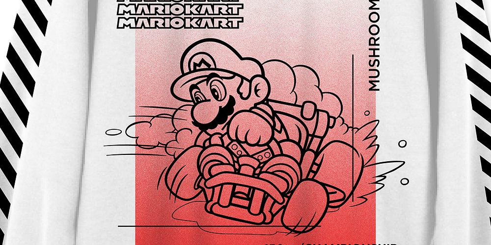 Moletom com estampa de cogumelo Mario Champ masculino híbrido, branco, tamanho grande