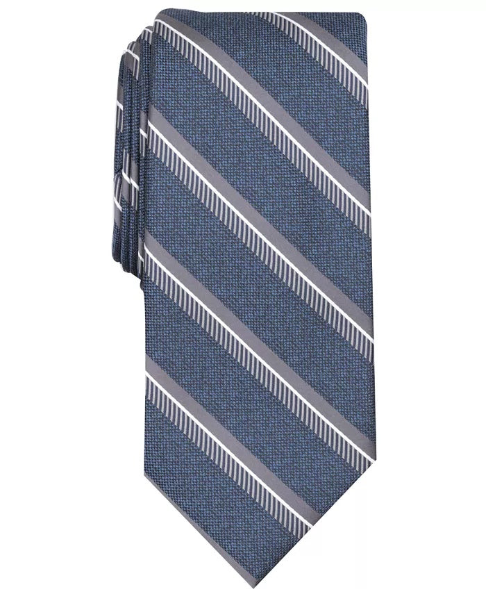 Gravata listrada Dena masculina Perry Ellis, tamanho azul marinho, regular