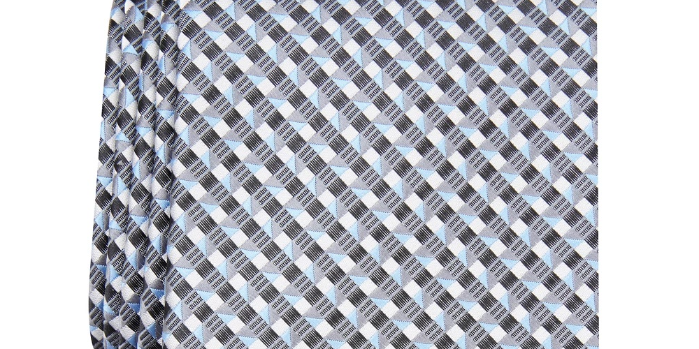 Gravata xadrez clássica masculina Perry Ellis Quinta, azul marinho, tamanho regular