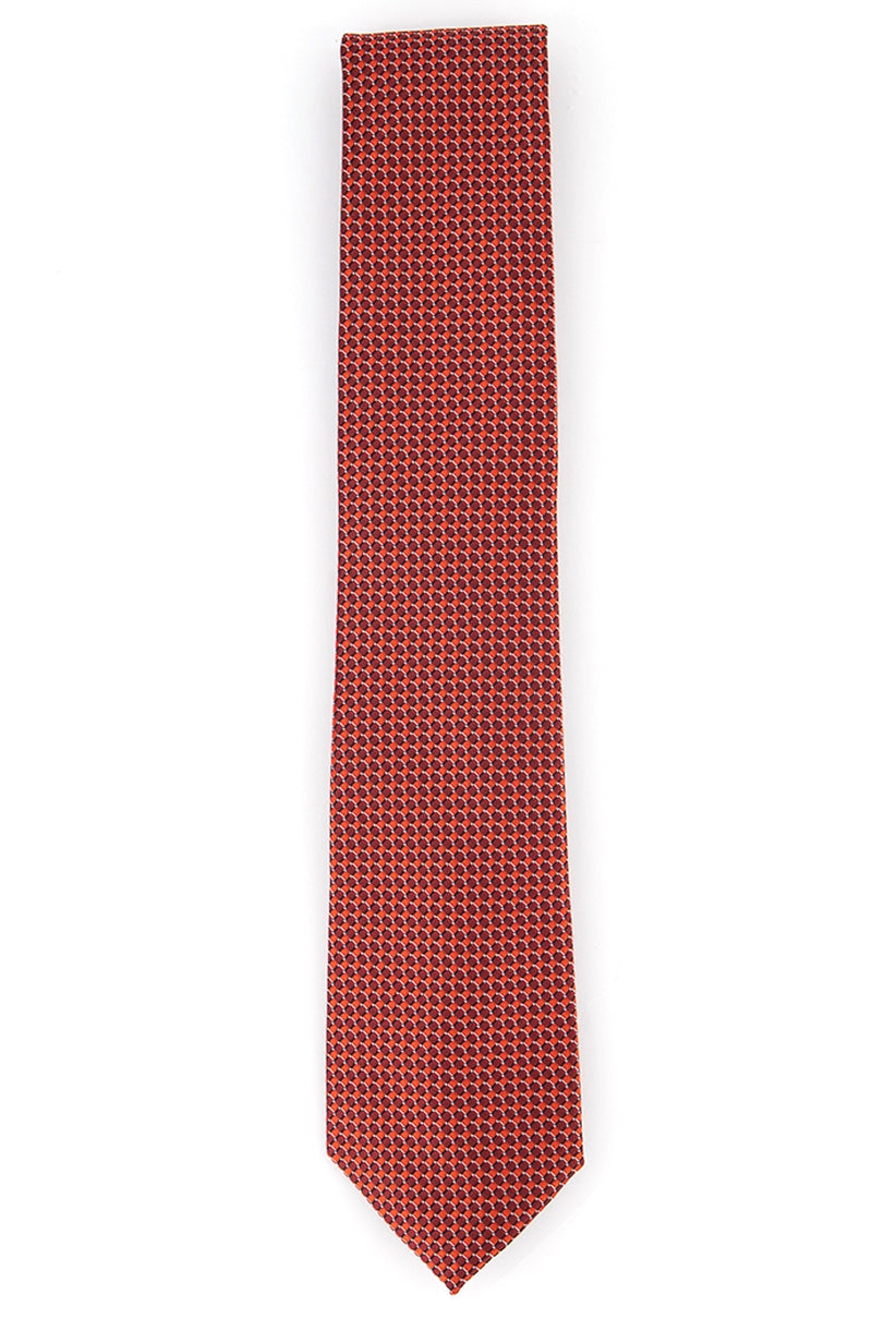 Gravata Perry Ellis Masculina Bayou Mini-Check Vermelha Tamanho Regular