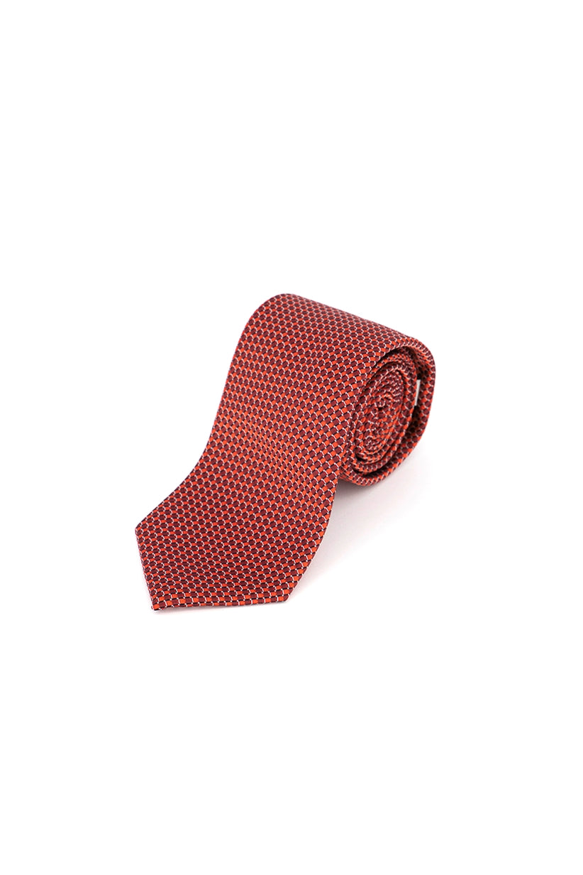 Gravata Perry Ellis Masculina Bayou Mini-Check Vermelha Tamanho Regular