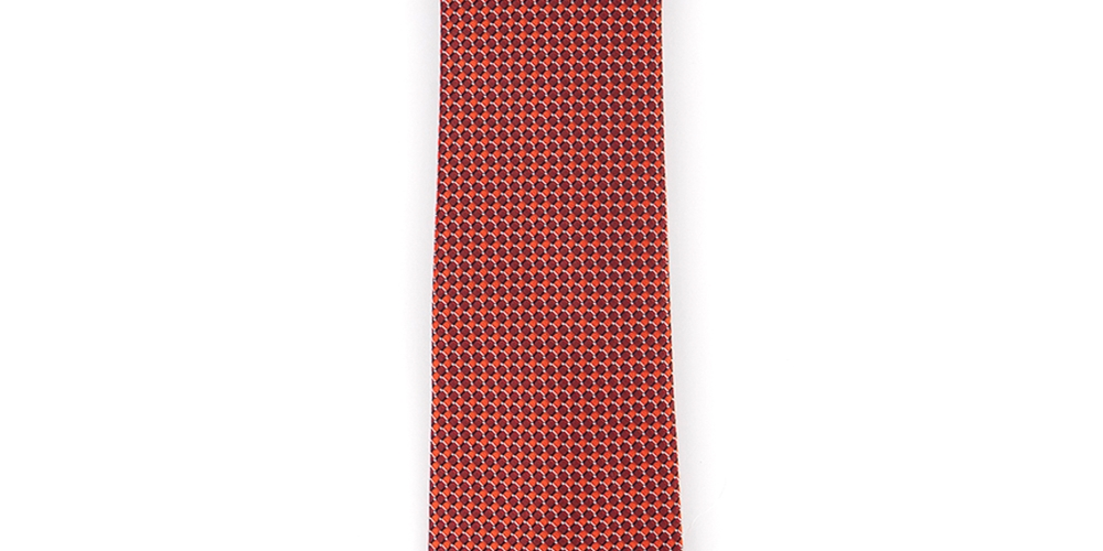 Gravata Perry Ellis Masculina Bayou Mini-Check Vermelha Tamanho Regular