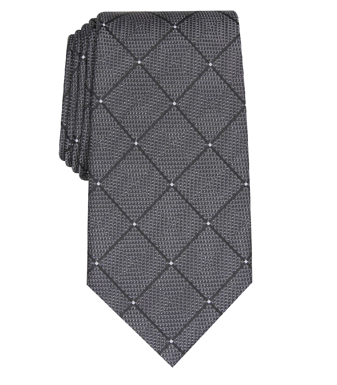 Gravata Perry Ellis Burr Classic Geo Grid Masculina Preta Tamanho Regular