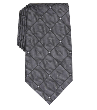 Gravata Perry Ellis Burr Classic Geo Grid Masculina Preta Tamanho Regular