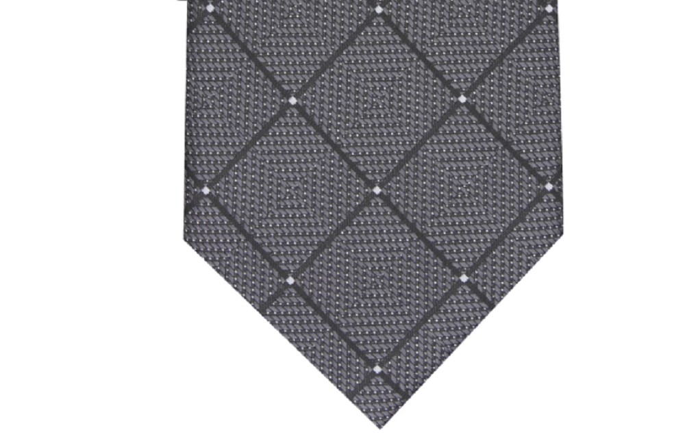 Gravata Perry Ellis Burr Classic Geo Grid Masculina Preta Tamanho Regular