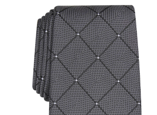 Gravata Perry Ellis Burr Classic Geo Grid Masculina Preta Tamanho Regular