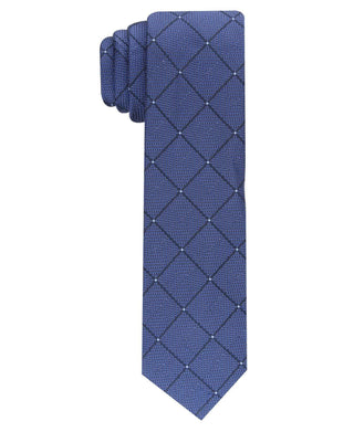 Gravata Perry Ellis Burr Classic Geo Grid Masculina Azul Marinho Tamanho Regular