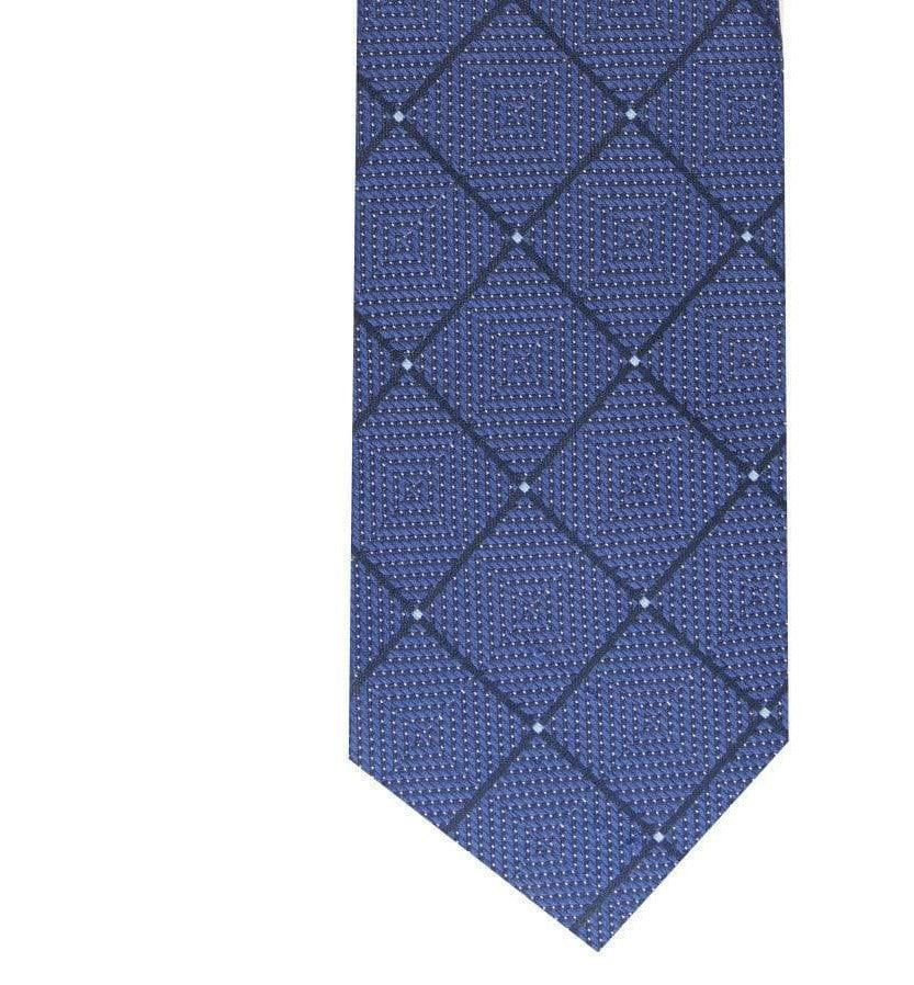 Gravata Perry Ellis Burr Classic Geo Grid Masculina Azul Marinho Tamanho Regular
