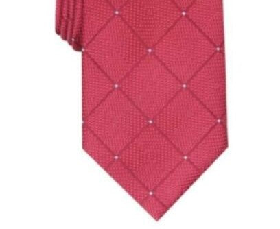 Gravata Perry Ellis Burr Classic Geo Grid Masculina Vinho Tamanho Regular